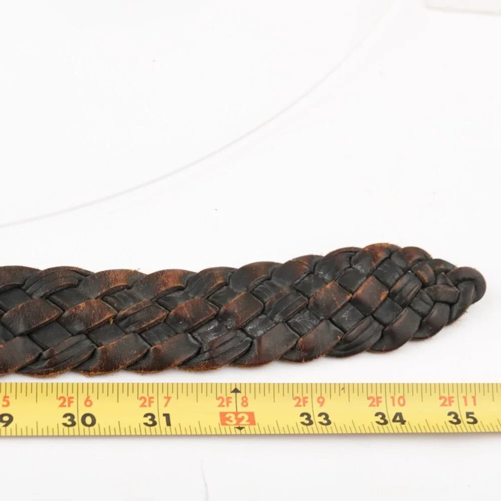 Brighton Womens Belt Size M Medium‎ Brown Leather Basket Woven Braided D-Ring